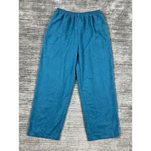 Keneth Too! Pants Womens XL Blue Polyester Faux Suede Feel Pull On Elastic Waist